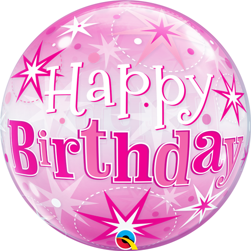 Birthday Pink Starburst Sparkle Bubble Balloon | Balloons | Tavistock ...