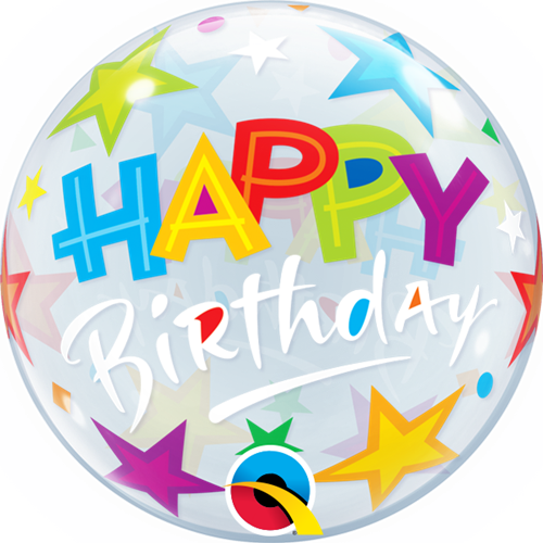 Happy Birthday Stars Bubble Balloon | Balloons | Tavistock Devon Toy Shop